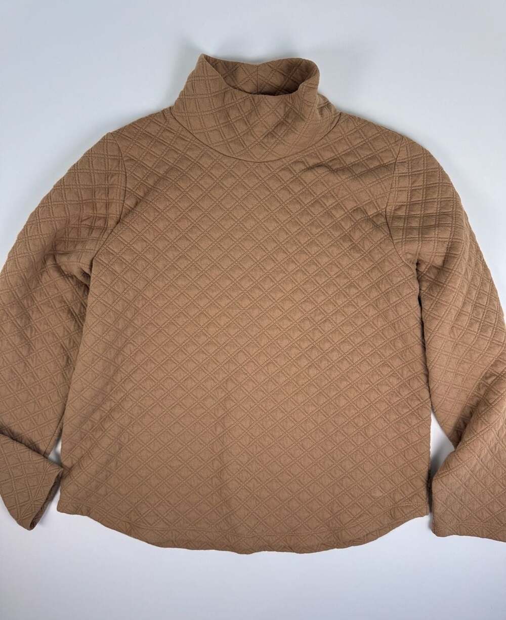 J.Crew Quilted Mock Neck Pullover Sweatshirt Brown Size L